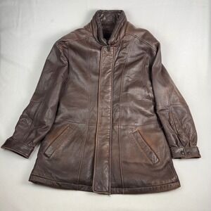 Pelle Studio Wilsons Leather Brown Thinsulate Insulated Car Coat Jacket Mens M